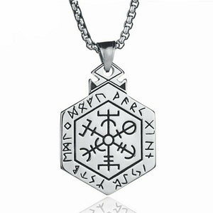 MENDEL Mens Viking Rune Vegvisir Compass Pirate Necklace Pendant Stainless Steel