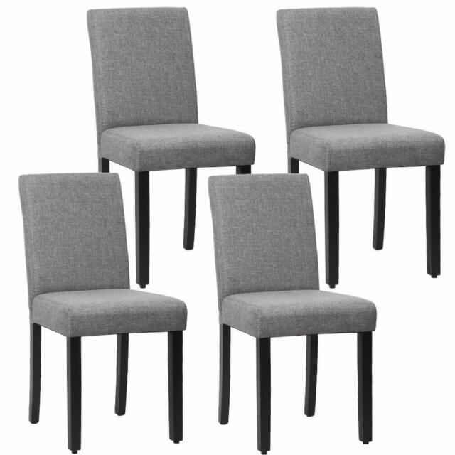 New Set of 4 Grey Elegant Design Modern Fabric Upholstered Dining Chairs B164