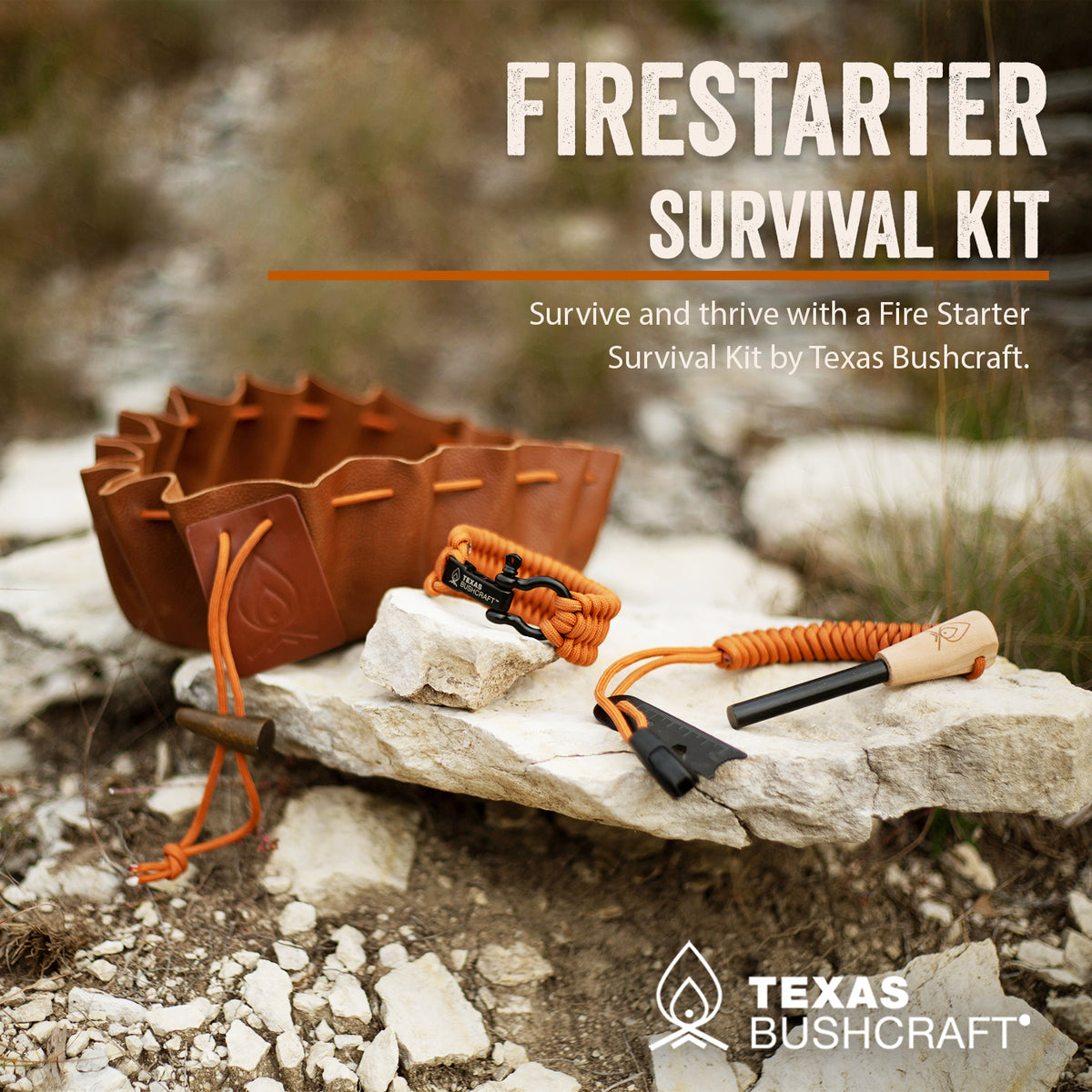 Fire Starter Bushcraft Survival & Camping Gift Leather Tinder Pouch Kit Small 