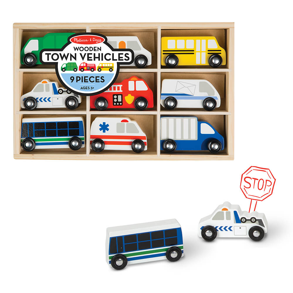 wooden town vehicles set