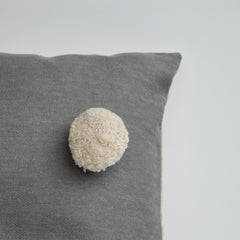 Pom Pom Cushion in Grey 