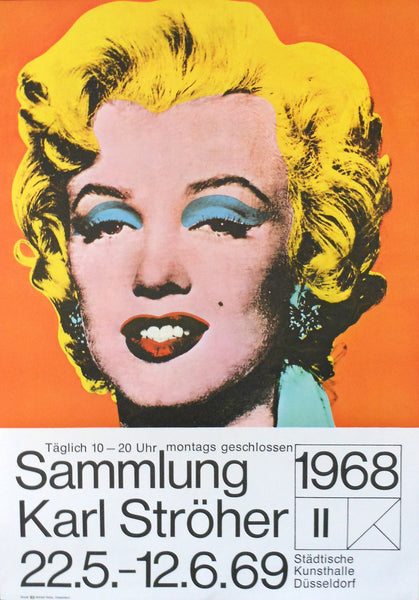 1968 Original German Andy Warhol Exhibition Poster Marilyn Monroe L Affichiste