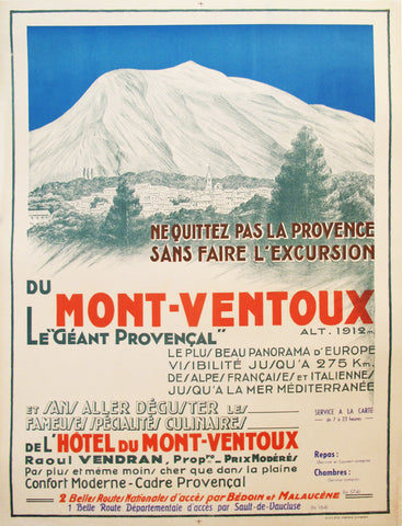 1940s Original French Poster, Mont-Ventoux
