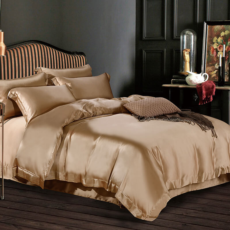 Luxury Silk and Shine Bedding Set Pure Lux Neutral Tone Gold – Vshine Silk  and Shine