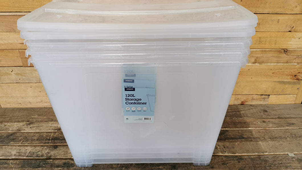 4 Pack of 120L Storage Container Clear - Slightly Broken