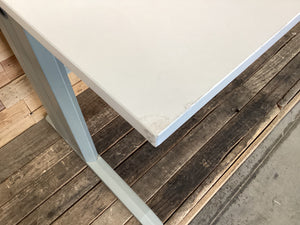 White Office Desk With Metal Frame Legs