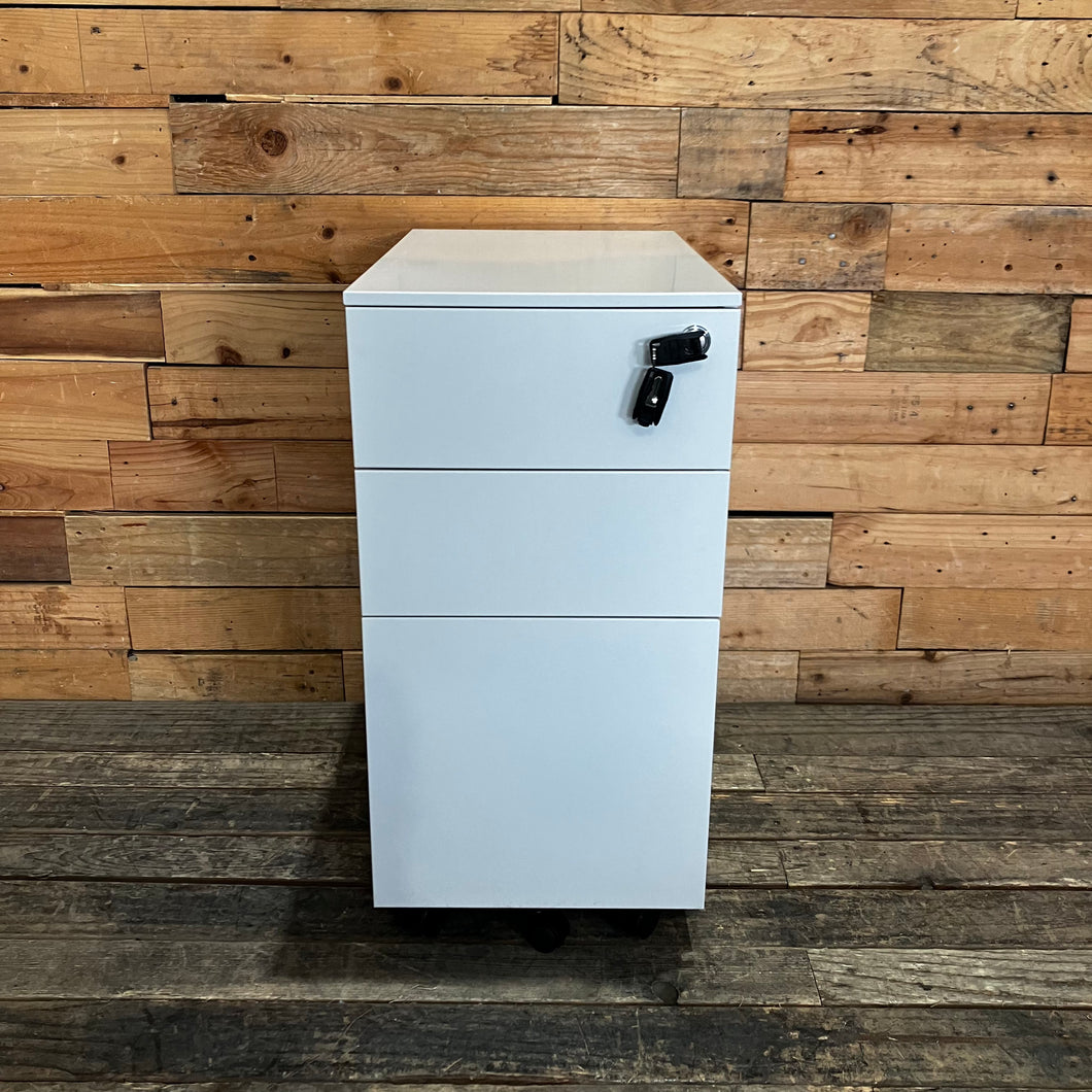 White 3 Drawer Mobile Filing Pedestal - Great Condition