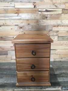 Three Drawer Wooden Bedside Table