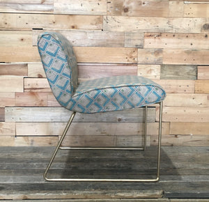 Recovered 60’s-Style Patterned Chair with Gold Metal Base