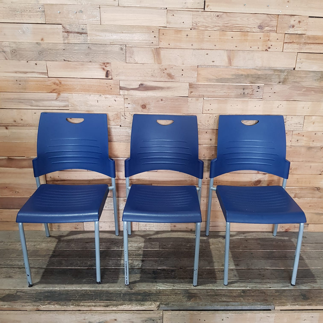 Sturdy Blue Stackable Chairs - Set of 3