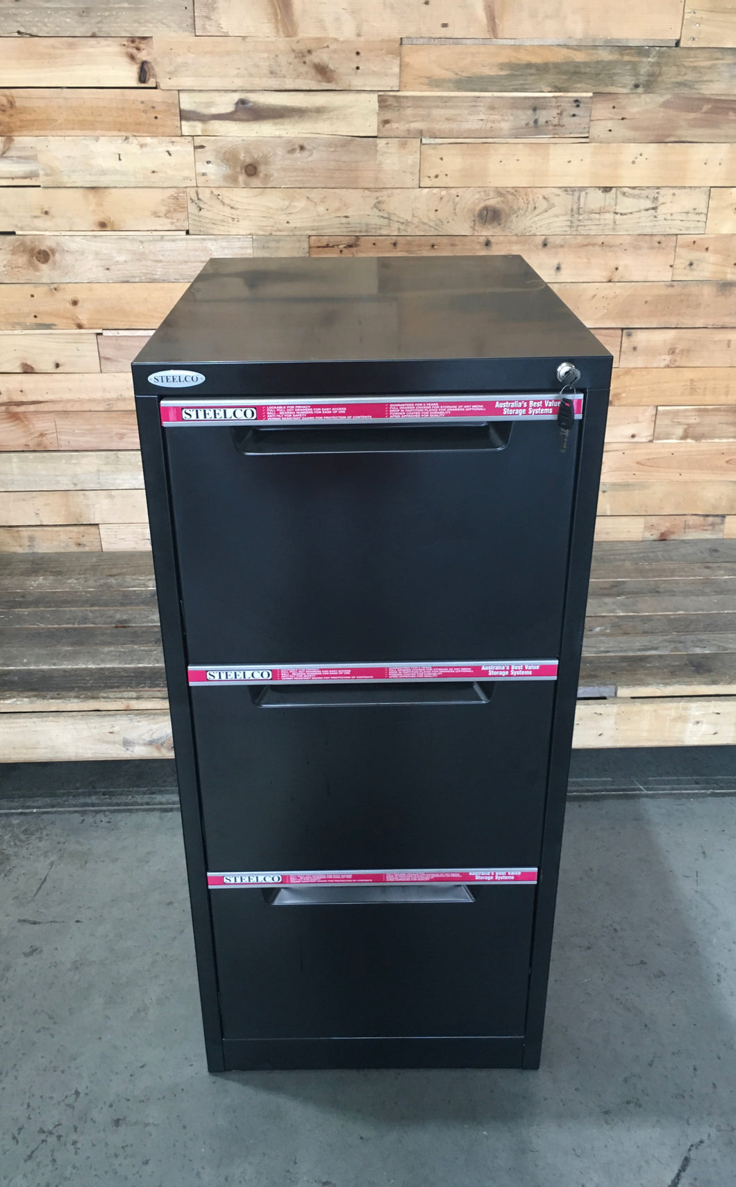 Steelco Black 3 Drawer Filing Cabinet
