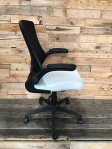 White & Black Faux Leather Office Chair