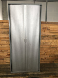 Tall Silver Tambour Door With Shelves - No Key