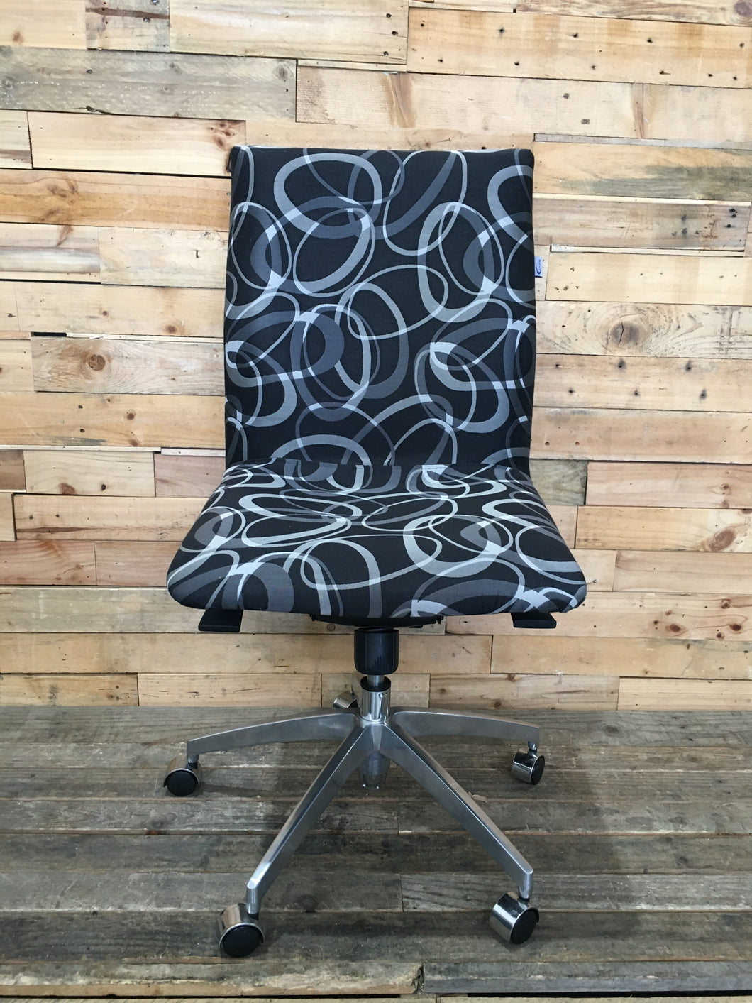 Black Patterned Armless Office Chair