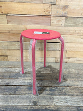 Load image into Gallery viewer, Pink Metal Stool