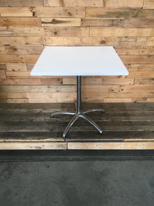 White Square Table with Metal Legs