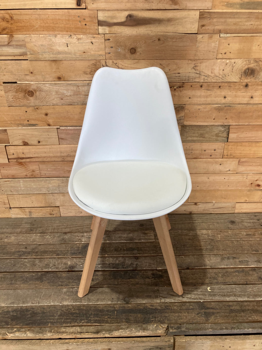 Small White Chair with Wooden Legs