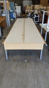 Large White Wooden 10 Person Workstation Desk