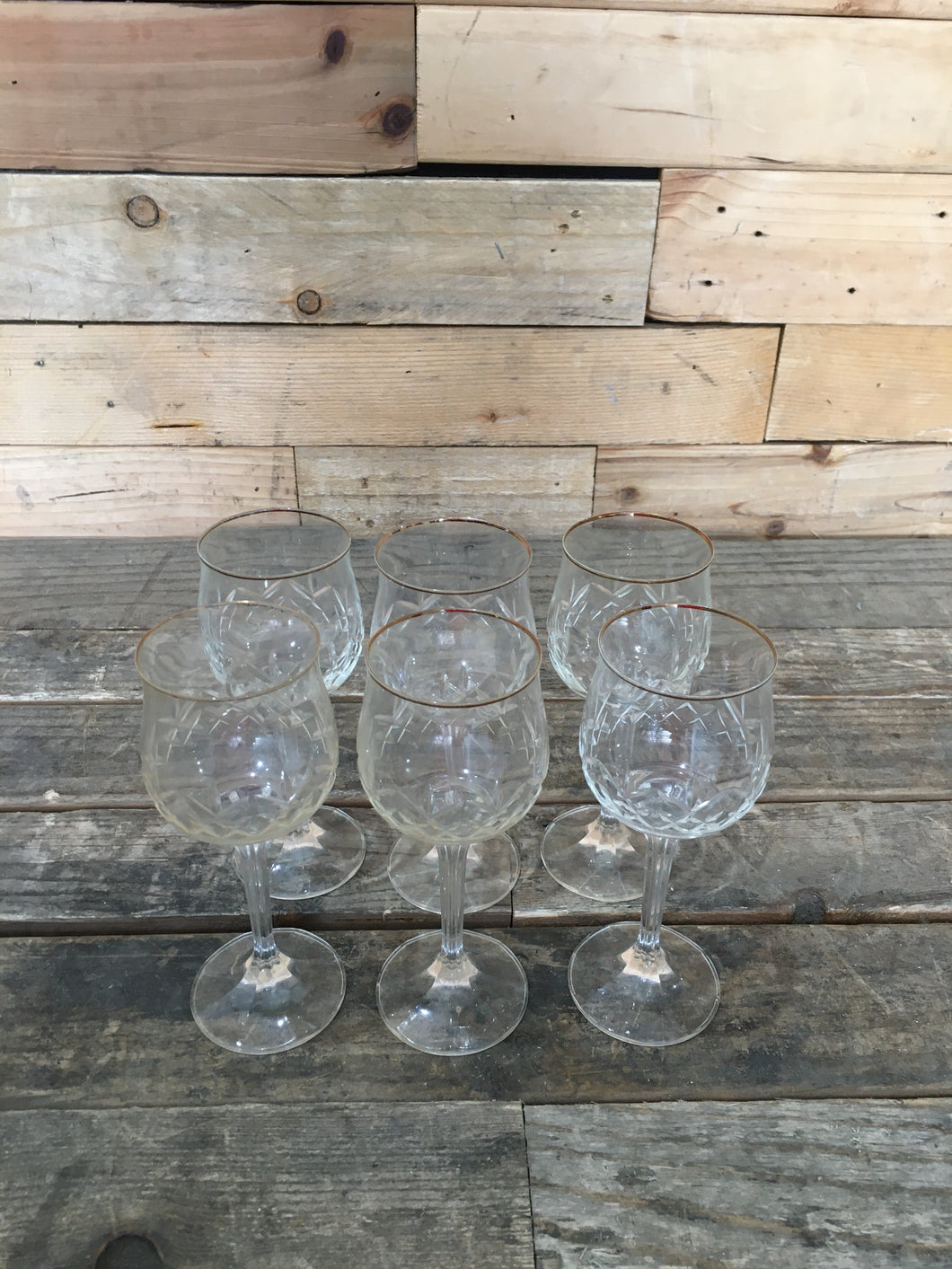 Set of 6- Crystal Wine Glasses