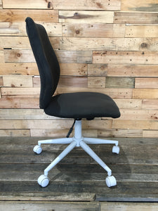 Grey Fabric Office Chair with White Base and no Arms