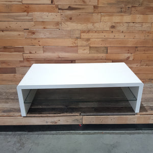 White Coffee Table With Glass Shelf