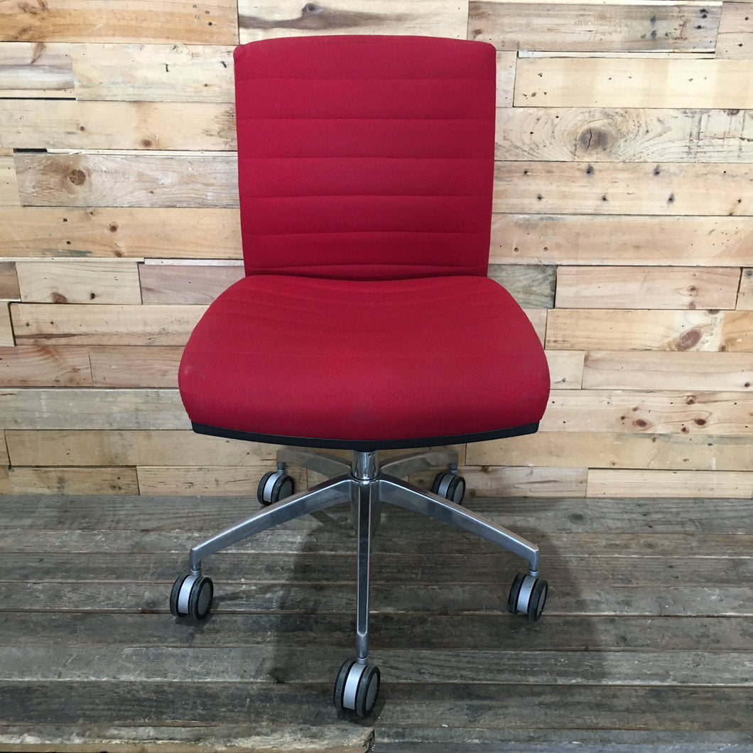 Red Fabric Office Chair w/o Arms