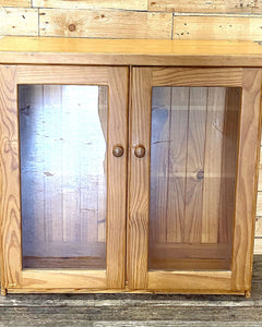Light Oak Cabinet with Glass Doors