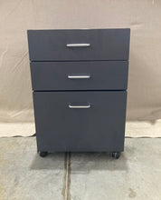 Load image into Gallery viewer, Grey/Blue 3 Drawer Mobile Pedestal