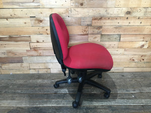 Red Fabric Office Chair without Arms