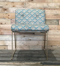 Load image into Gallery viewer, Recovered 60’s-Style Patterned Chair with Gold Metal Base