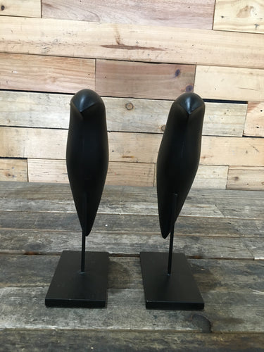 Set of Two Black Sculptural Birds