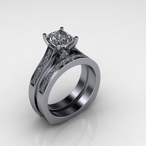 ... Princess ring and matching band handmade by Spexton Jewelers of Tulsa