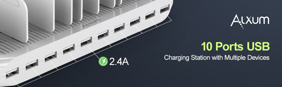 Alxum 10 Ports USB Charging Station 96W