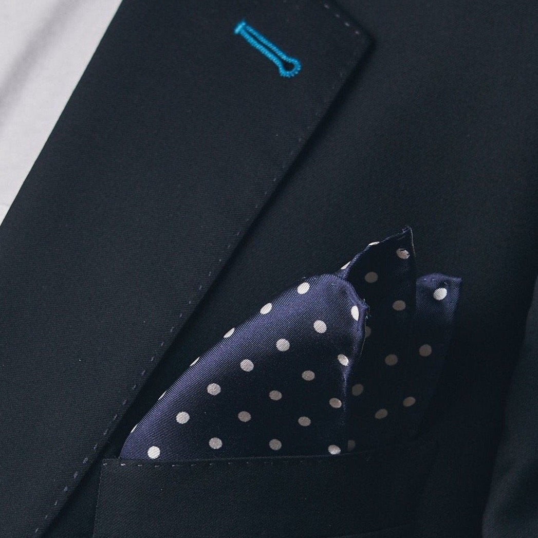 Allegra K Prefolded Pocket Squares for Men Polka Dots Round Shaped Suit Handkerchief 