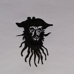 Blackbeard pirate illustration by Eglepedia, illustration made by hand, handmade illustration, pirate love tales, pirate legends, pirate tales collection Tamed Winds t-shirt store. Tamed Winds Blog post Blackbeard & 12th wife