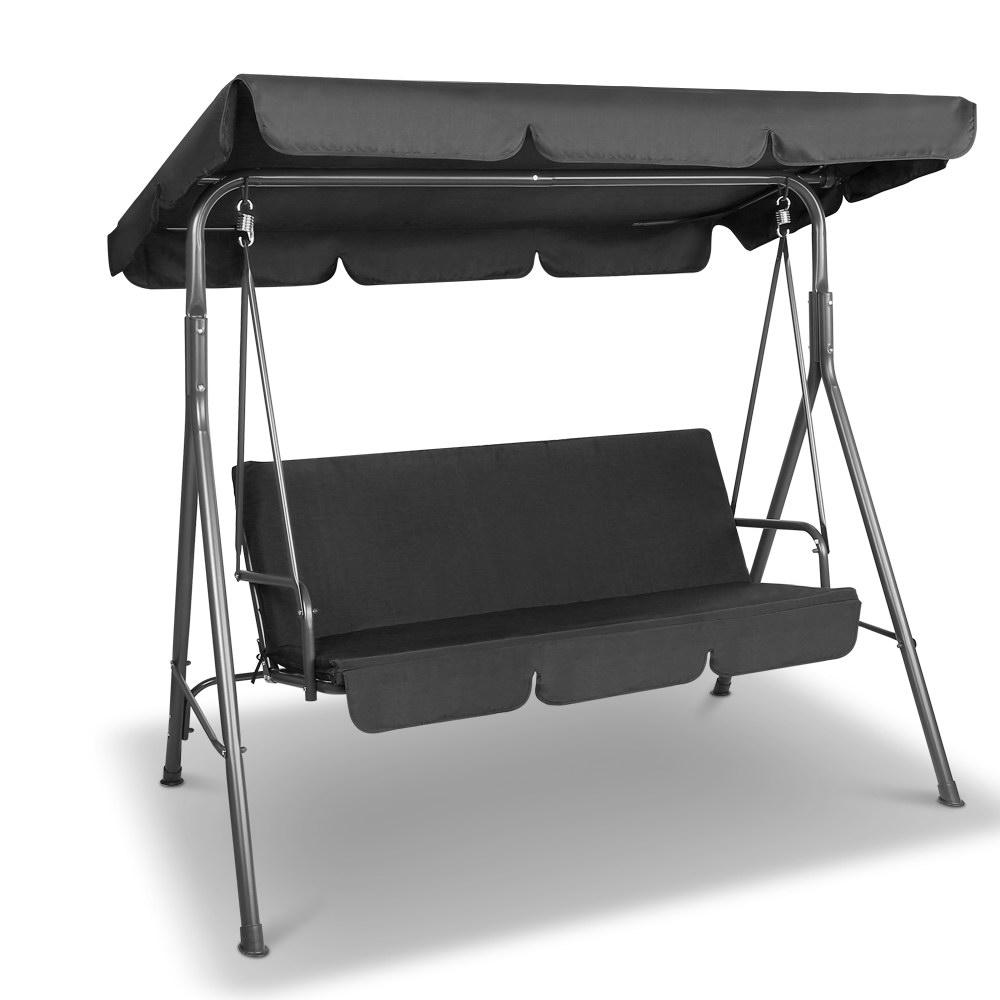 3 Seater Canopy Swing Chair - Black