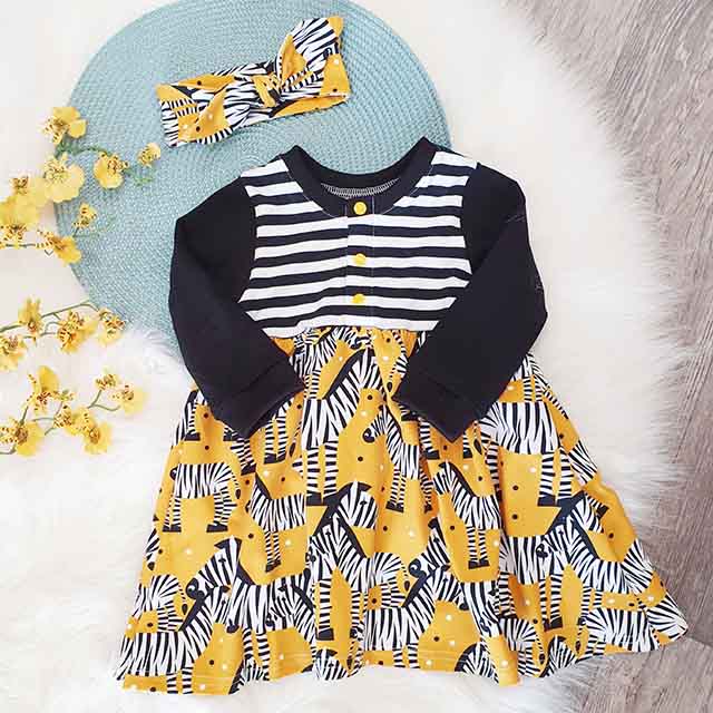 Zebra print skater dress for children and babies. bayridgecaskandkeg ethical children's clothing range UK