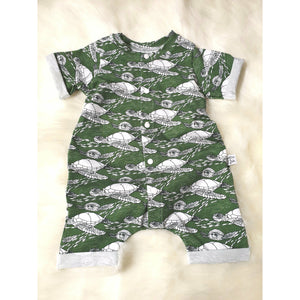 Organic baby romper - turtles