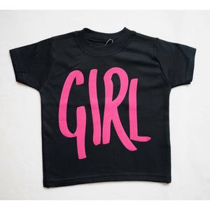 girl slogan tshirt with pink writing
