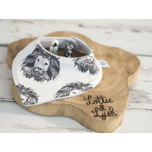 organic aztec lion baby dribble drib by lottie and lysh