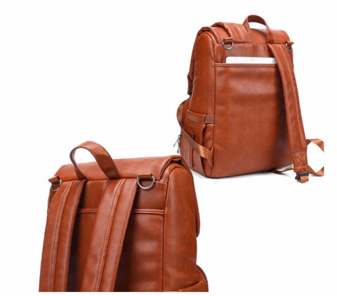 JYJY PU Leather Diaper Bag - Laptop compartment