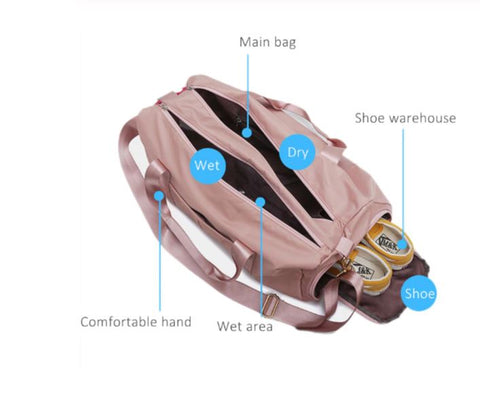 Pink Gym Bag Wet & Dry Separation