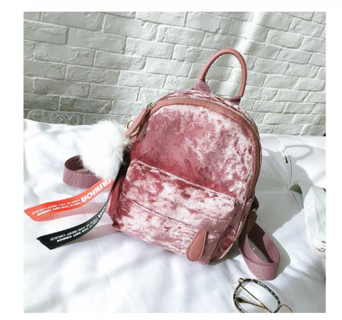 WILEY Pink Velvet Mini Backpack