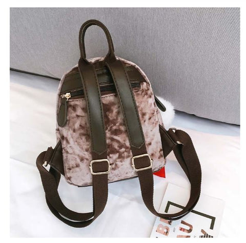 WILEY Velvet Mini Backpack - Leather Straps