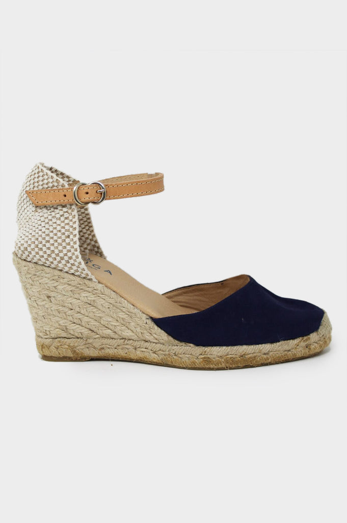 navy leather espadrilles