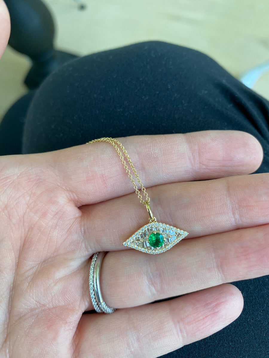 emerald evil eye necklace