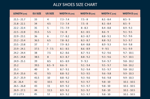 ALLY Shoes | Sizing Chart