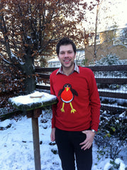 Woolly Babs Christmas jumper in the snow