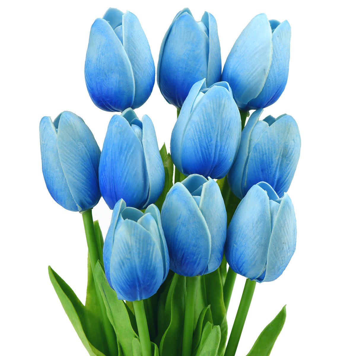 Blue Real Touch Tulips Artificial Flowers Bouquet 10 Stems Fiveseasonstuff