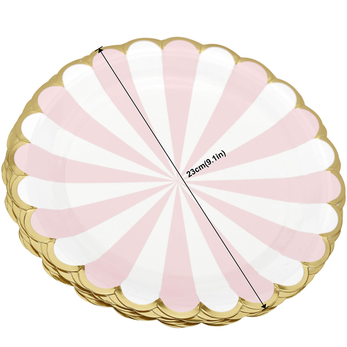 pink and white paper plates